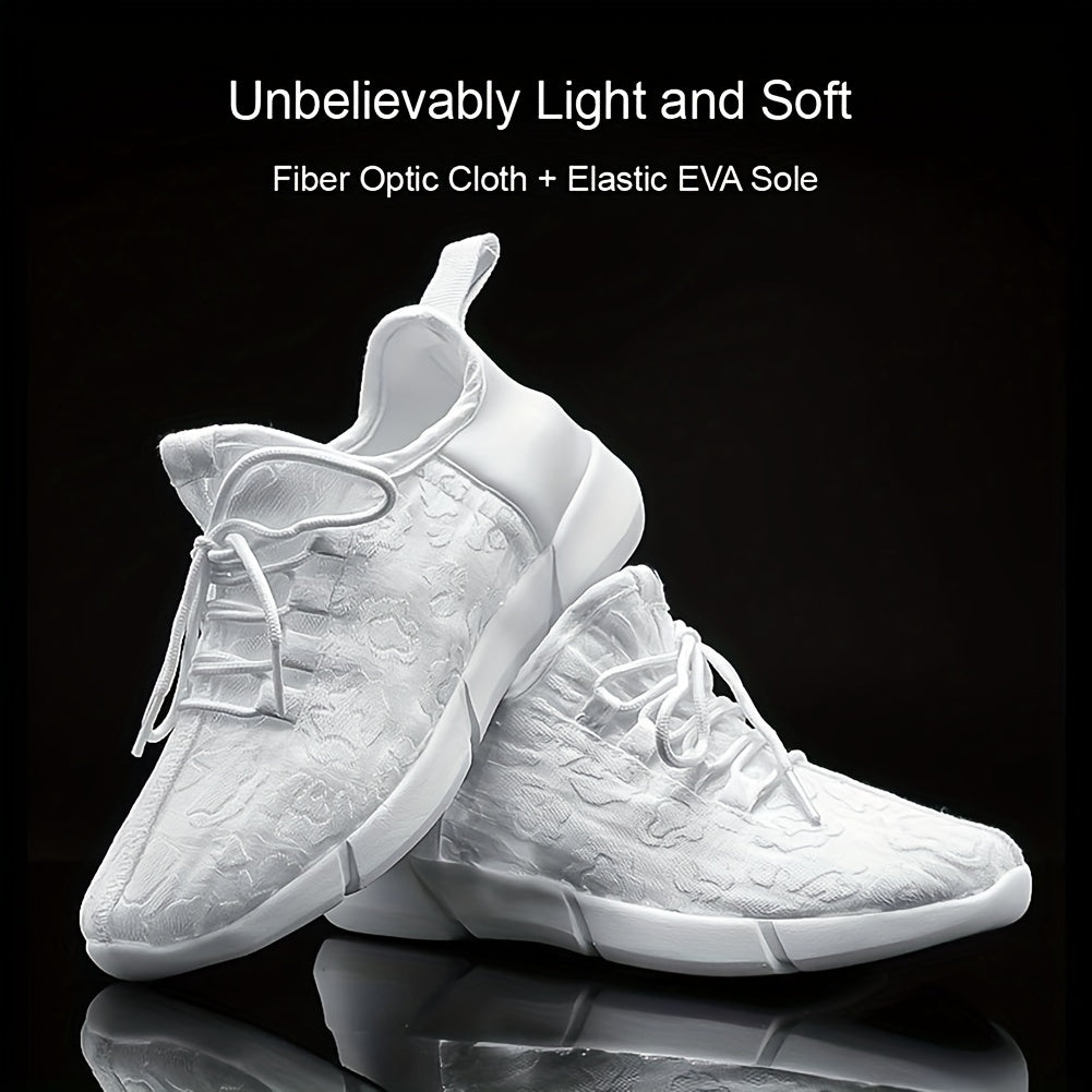 Fiber Optic Shoes For Party And Casual Shoes For Men And Women USB Recharge Glowing Sneakers Man Light Up Shoes Lightweight Casual Shoes